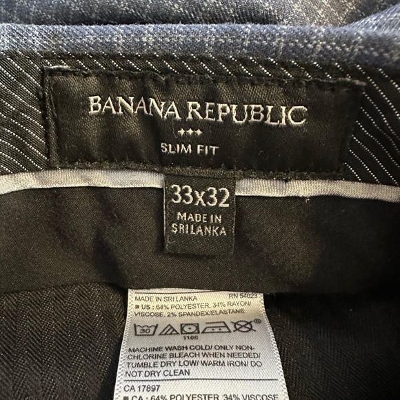 Banana Republic Dress Pants Mens 33 x 32 Slim Fit Blue Grid Plaid - Picture 4 of 9
